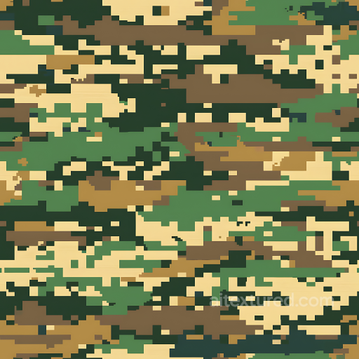 Digital Woodland Camouflage PBR Texture with Pixelated Pattern and Earth Tones seamless Color Camouflage PBR texture