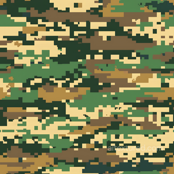 Digital Woodland Camouflage PBR Texture with Pixelated Pattern and Earth Tones Color Camouflage texture preview