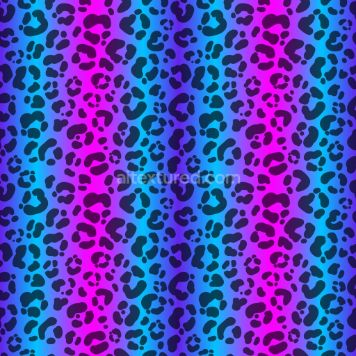 Seamless 3D PBR Neon Leopard Print Fabric Texture with Blue and Magenta Gradient