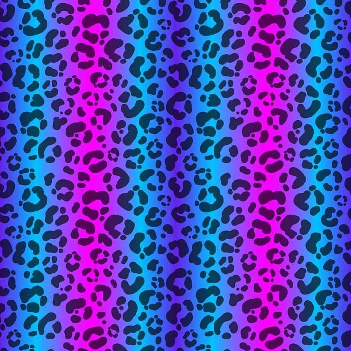 Neon Leopard Print Fabric with Vibrant Gradient Colors seamless PBR texture preview