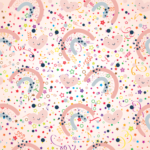 Seamless 3D PBR cheerful birthday confetti pattern texture in pastel tones
