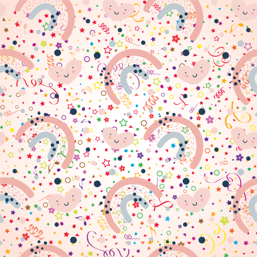 Cheerful Birthday Confetti Pattern Texture In Pastel Tones seamless Birthday PBR texture