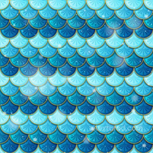 Blue Gradient Mermaid Scale Pattern Seamless Texture with Glossy Shine seamless Mermaid Scale  PBR texture