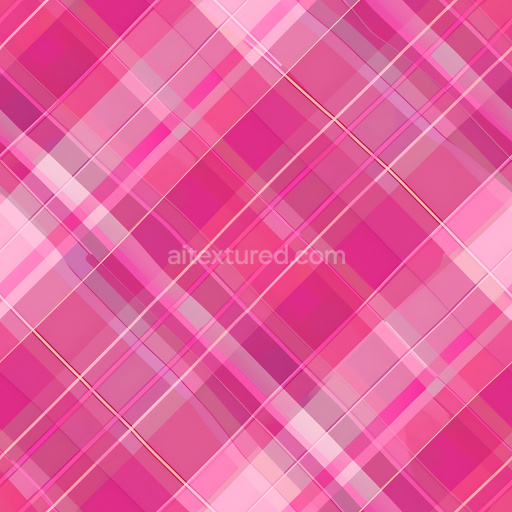 Seamless 3D PBR Texture Featuring Vibrant Pink Plaid with Transparent Overlaps