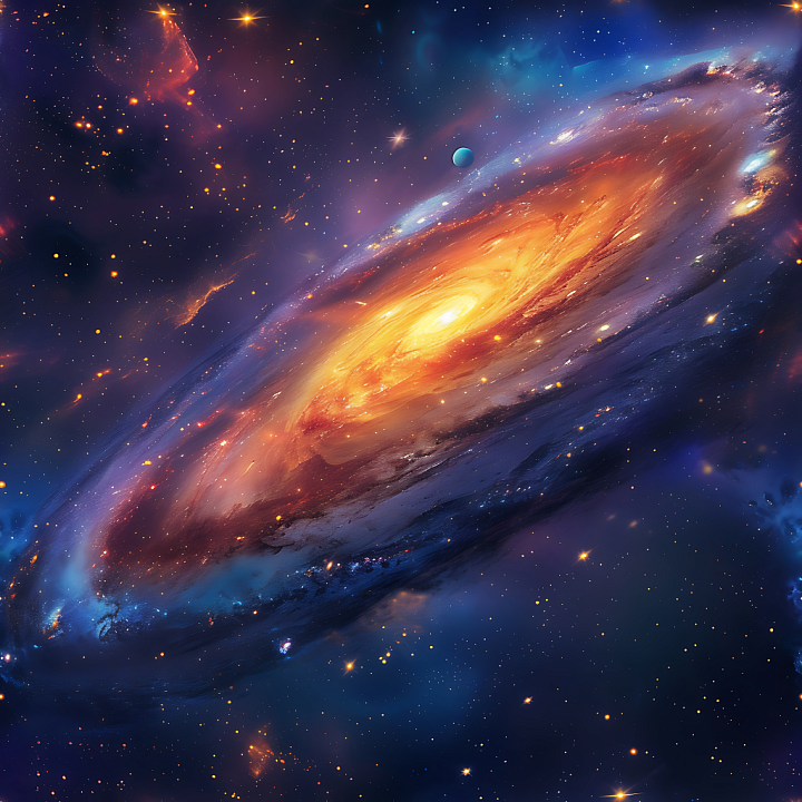 Space Featuring Glowing Spiral Galaxy with Deep Cosmic Clouds seamless PBR texture preview