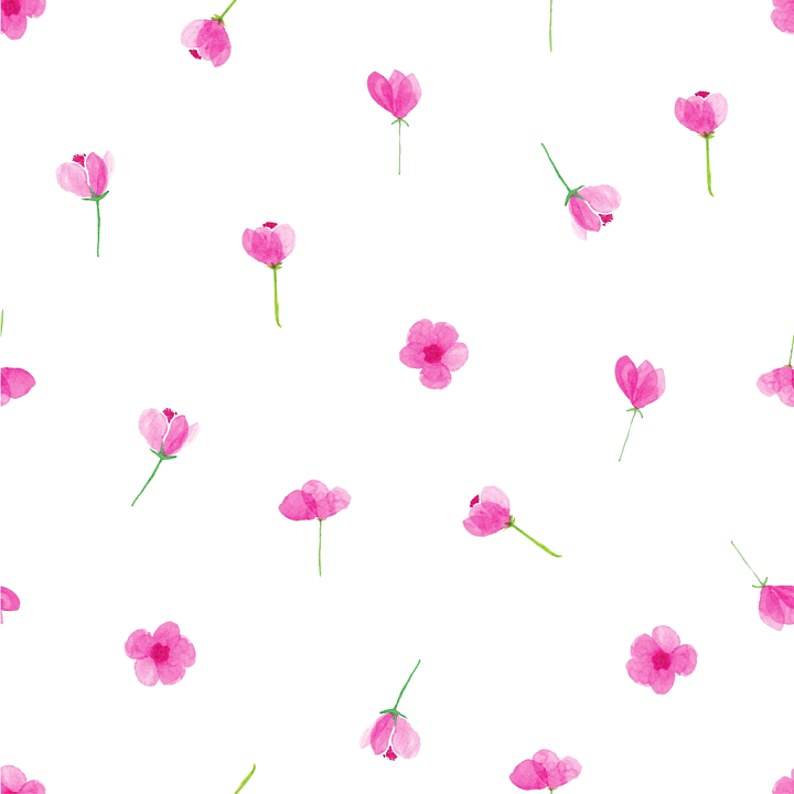With Delicate Pink Watercolor Flowers on White seamless PBR texture preview