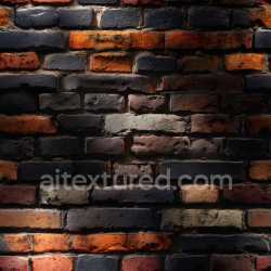 seamless Seamless 3D PBR Cracked and Weathered Brick Wall Texture with Varied Dark and Orange Hues texture 8k free download PBR