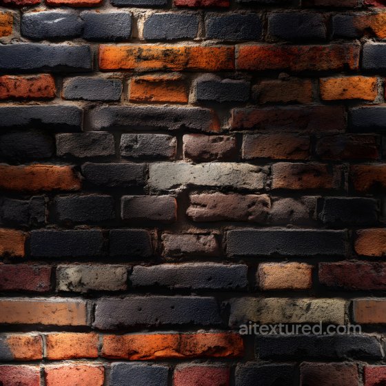 Cracked and Weathered Brick Wall Texture with Varied Dark and Orange Hues Brick texture preview