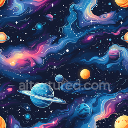 seamless Seamless 3D Space PBR Texture with Vibrant Nebula Clouds and Ringed Planets texture 8k free download PBR