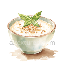 seamless Breakfast Amaranth Porridge Bowl Illustration with Herb Garnish texture 8k free download PBR