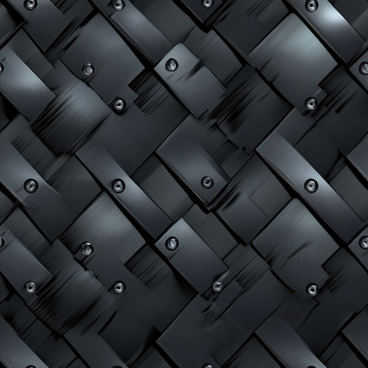 Matte Black Steel Plate with Riveted Panels seamless PBR texture preview