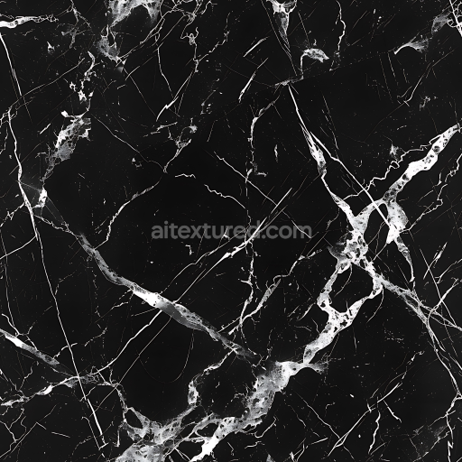 Preview — Seamless 3D Black Marble PBR Texture Featuring Striking White Veins