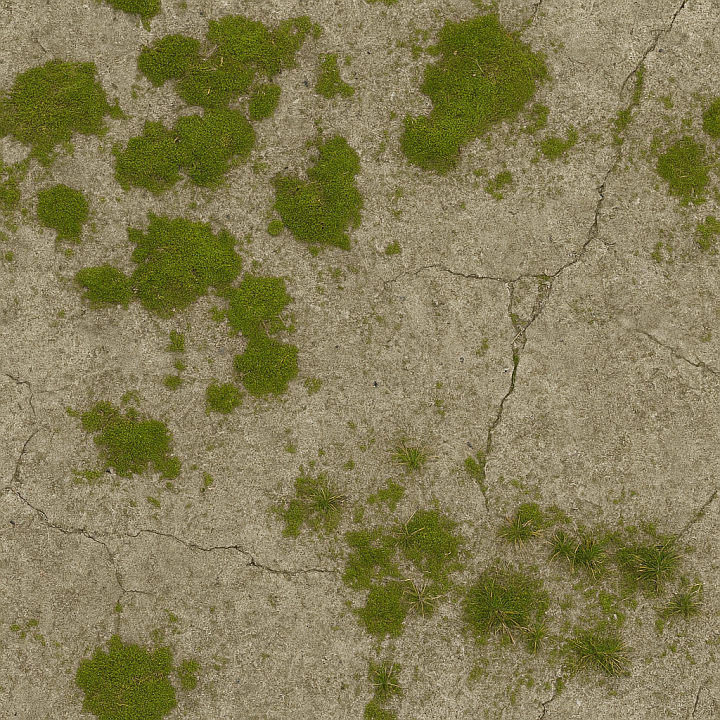 Concrete Slab With Moss Patches And Dry Surface Asphalt seamless PBR texture preview