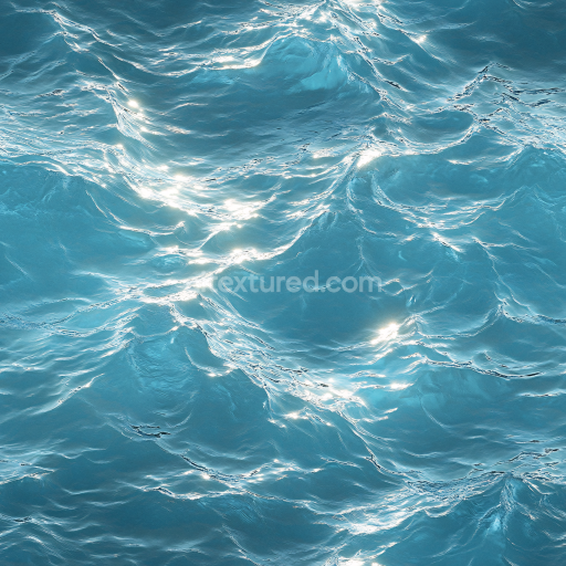 Seamless 3D PBR Texture of Realistic Ocean Surface with Soft Waves and Light Reflections