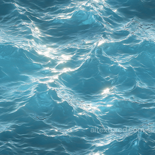 Water Texture of Realistic Ocean Surface with Soft Waves and Light Reflections seamless Water PBR texture