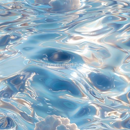 Preview — Seamless 3D PBR Texture Featuring Glossy Fluid Waves with Reflective Highlights and Sky Reflection