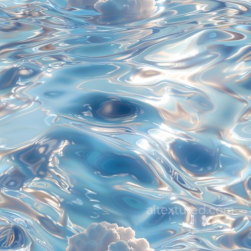 Seamless 3D PBR Texture Featuring Glossy Fluid Waves with Reflective Highlights and Sky R… texture preview