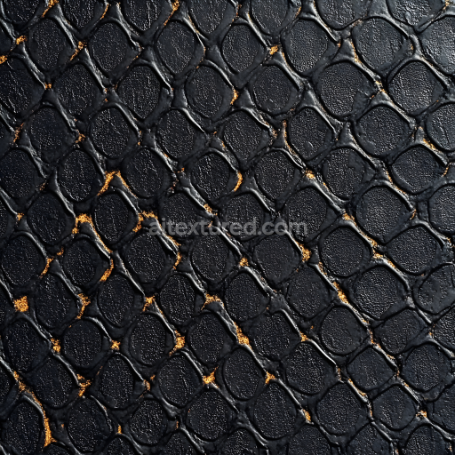 Seamless 3D PBR Texture of Black Reptilian Skin with Detailed Scale Pattern and Micro Surface Irregularities