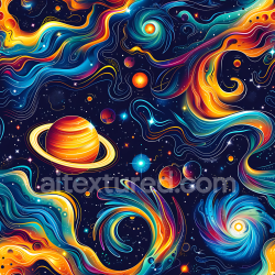 seamless Seamless 3D PBR Space Texture Featuring Swirling Nebulae and Vibrant Planetary Bodies texture 8k free download PBR