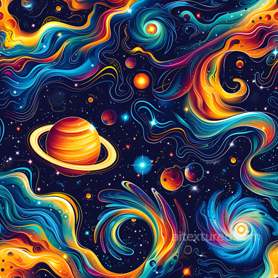 Space Texture Featuring Swirling Nebulae and Vibrant Planetary Bodies Star, space, planets texture preview