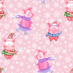 seamless Seamless 3D PBR Texture Featuring Cute Festive Pigs on Pink Background texture 8k free download PBR
