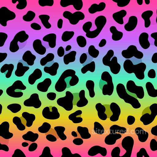 Leopard Print Texture with Vibrant Rainbow Gradient and Distinctive Black Spots seamless Leopard Print PBR texture