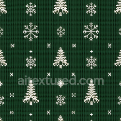 seamless Seamless 3D PBR Texture of Green Christmas Knit Fabric with Snowflakes and Pine Trees texture 8k free download PBR