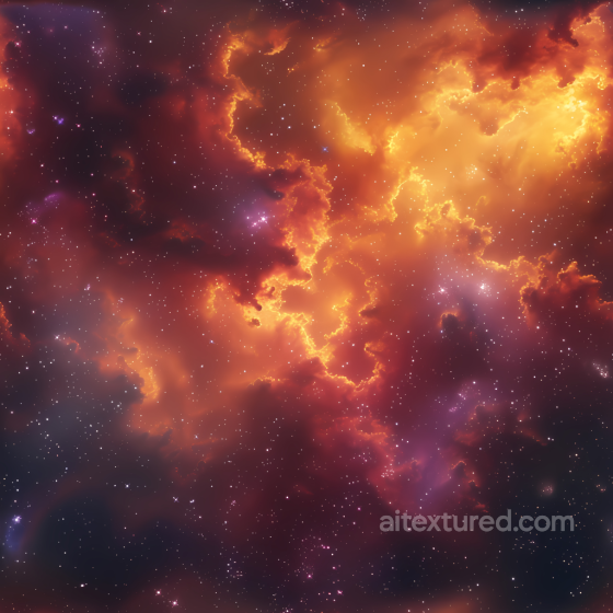 Space PBR Texture Featuring Fiery Orange Nebula with Starfield Star, space, planets texture preview