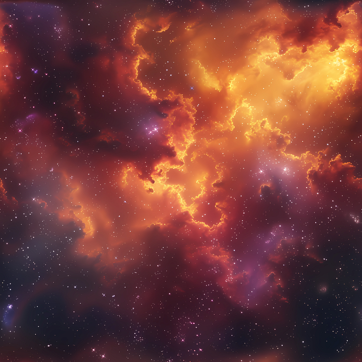 Space Featuring Fiery Orange Nebula with Starfield seamless PBR texture preview