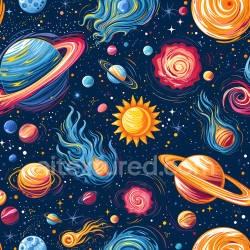 seamless Seamless 3D PBR Cosmic Space Texture with Cartoon Planets and Nebulae texture 8k free download PBR