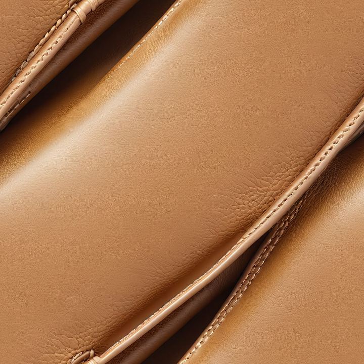 Tan Stitched Natural Grain Leather seamless PBR texture preview