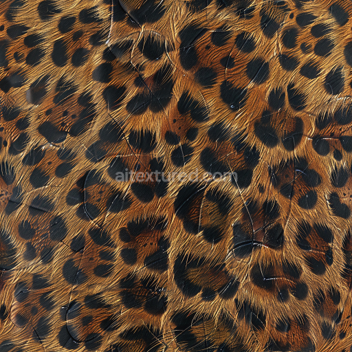 Seamless 3D PBR Texture of Distressed Leopard Print Leather with Fur Detail