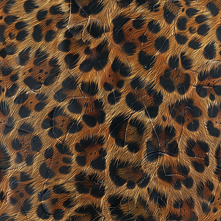 Distressed Leopard Print Leather with Fur Detail seamless PBR texture preview
