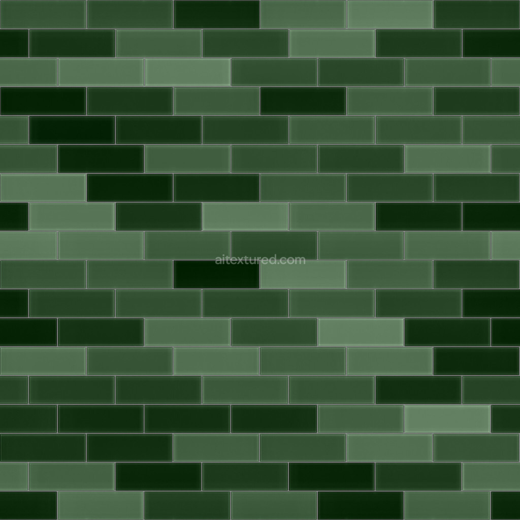Seamless green tile PBR texture with glossy finish