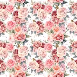 Pattern Bundle - Seamless 3D Pattern PBR Texture with Soft Pink Rose Clusters and Delicate Leaves texture preview
