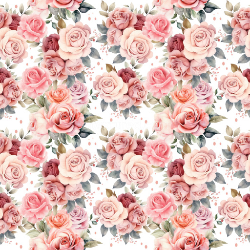 Pattern Bundle - Seamless 3D Pattern PBR Texture with Soft Pink Rose Clusters and Delicate Leaves texture preview
