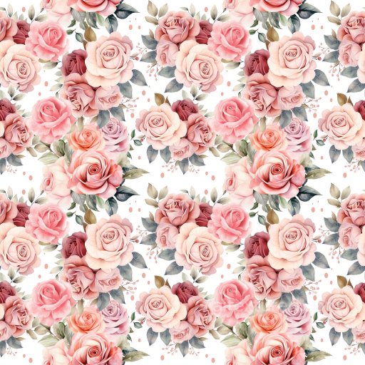 Pattern PBR Texture with Soft Pink Rose Clusters and Delicate Leaves seamless Pattern Bundle PBR texture
