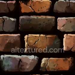seamless Seamless 3D Cracked Brick Wall PBR Texture with Multi-Tone Earthy Colors and Jagged Splits texture 8k free download PBR