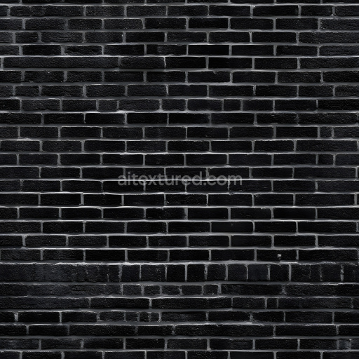 Seamless 3D PBR Texture of Cracked Black Brick Wall with Subtle Erosion and Pitting