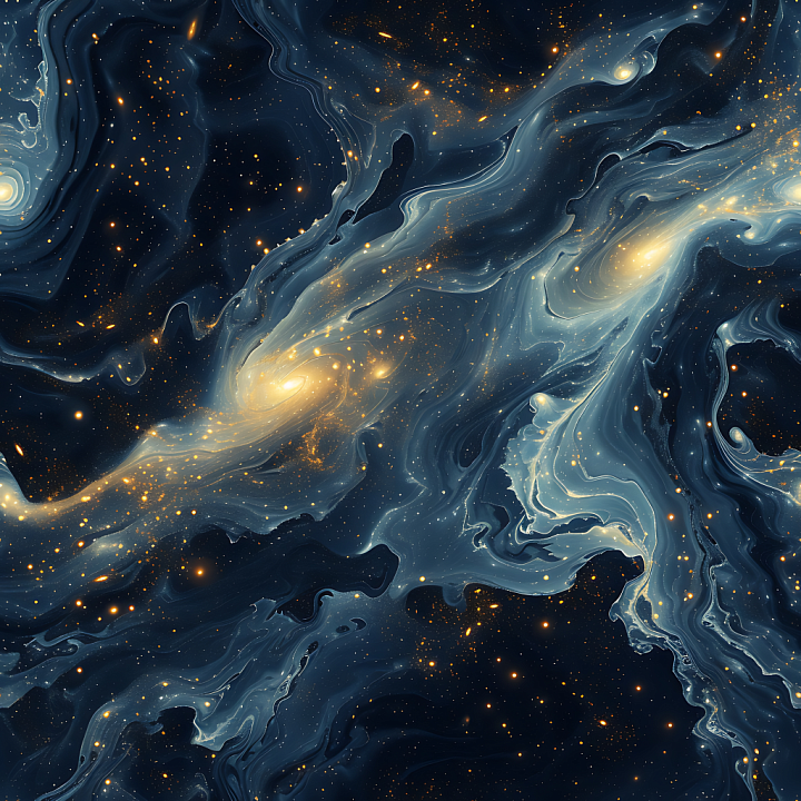 Space of Swirling Galaxy Clouds with Glowing Starfields seamless PBR texture preview
