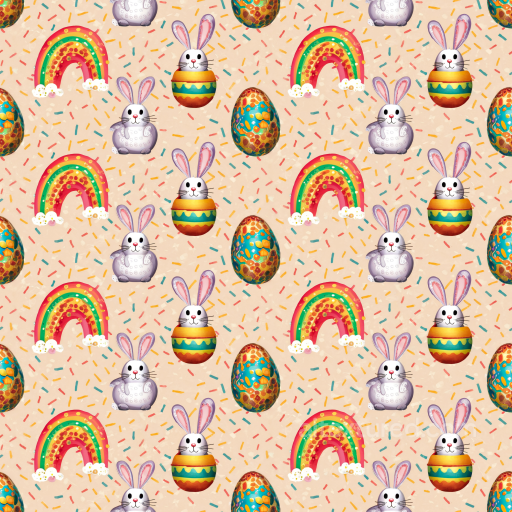 Featuring Colorful Easter Eggs, Bunnies, and Rainbows seamless All Easter Digital paper PBR texture