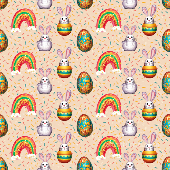 Featuring Colorful Easter Eggs, Bunnies, and Rainbows All Easter Digital paper texture preview