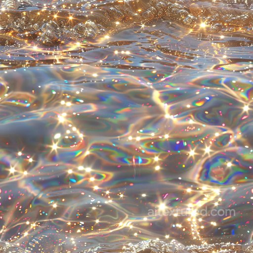 Seamless 3D PBR Texture of Glossy Water Surface with Rainbow Light Reflections texture preview