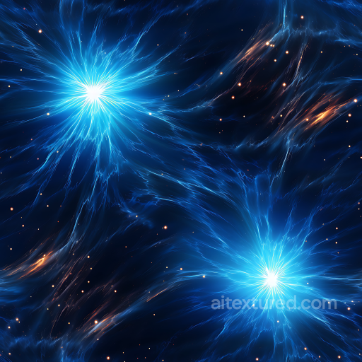Space PBR Texture Featuring Radiant Blue Cosmic Energy Bursts seamless Star, space, planets PBR texture