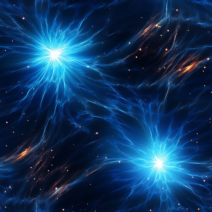 Space Featuring Radiant Blue Cosmic Energy Bursts seamless PBR texture preview