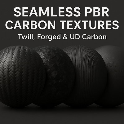 Seamless PBR Carbon Textures – Twill, Forged & UD Carbon for Real-Time and CGI
