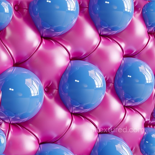 Inflated PBR Texture Featuring Pink Vinyl and Blue Plastic Bubbles seamless Inflated PBR texture