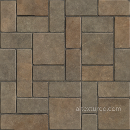 Basketweave Tiles Mosaic With Blended Colors And Smooth Stone Finish seamless Mosaic PBR texture