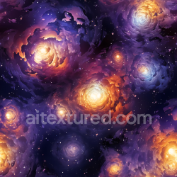 seamless Seamless 3D PBR Texture of Spiral Nebula Galaxy Clouds with Vibrant Glowing Cores texture 8k free download PBR