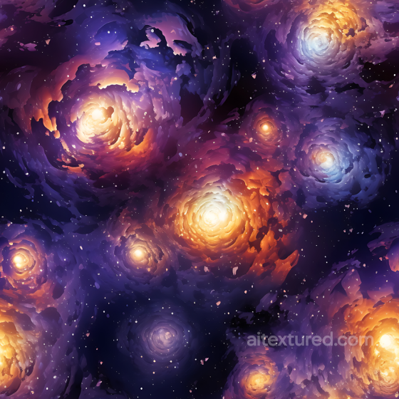Star, Space, Planets Texture of Spiral Nebula Galaxy Clouds with Vibrant Glowing Cores Star, space, planets texture preview